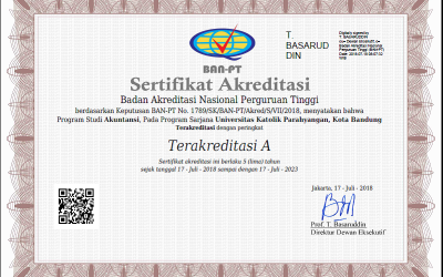 Tiga Prodi Sarjana Di Fakultas Ekonomi Universitas Katolik Parahyangan Kembali  Mendapat  Peringkat Terakreditasi A   Dari Badan Akreditasi Nasional  Perguruan Tinggi (BAN PT)